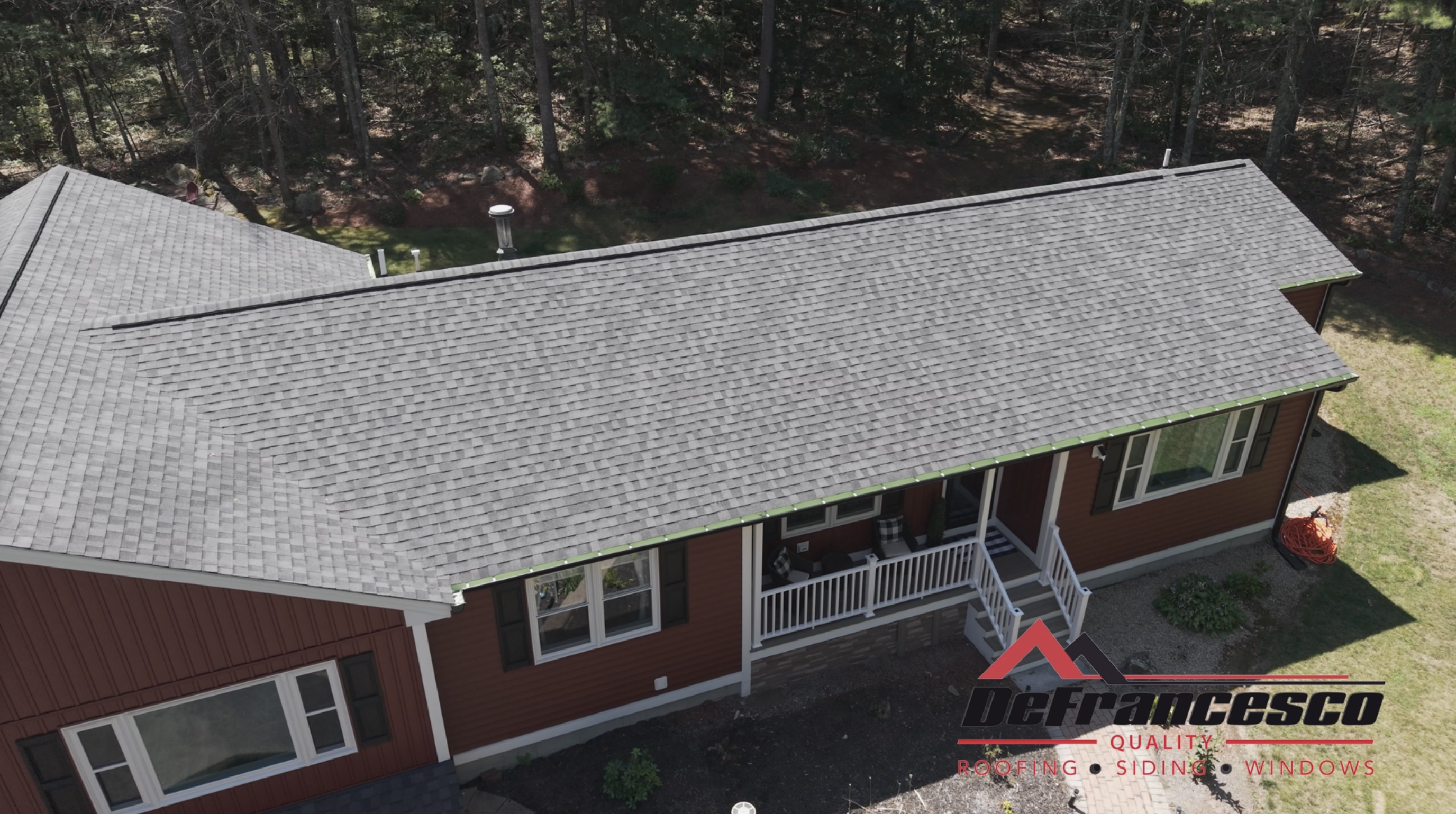 Aerial view of a home and its surroundings