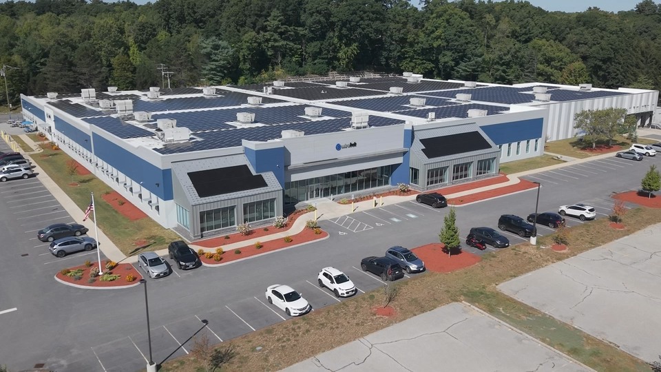 Drone view of the Wire Belt Company facility and parking area