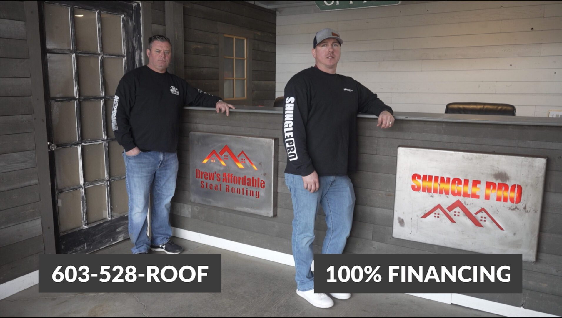 Two contractors at showroom counter